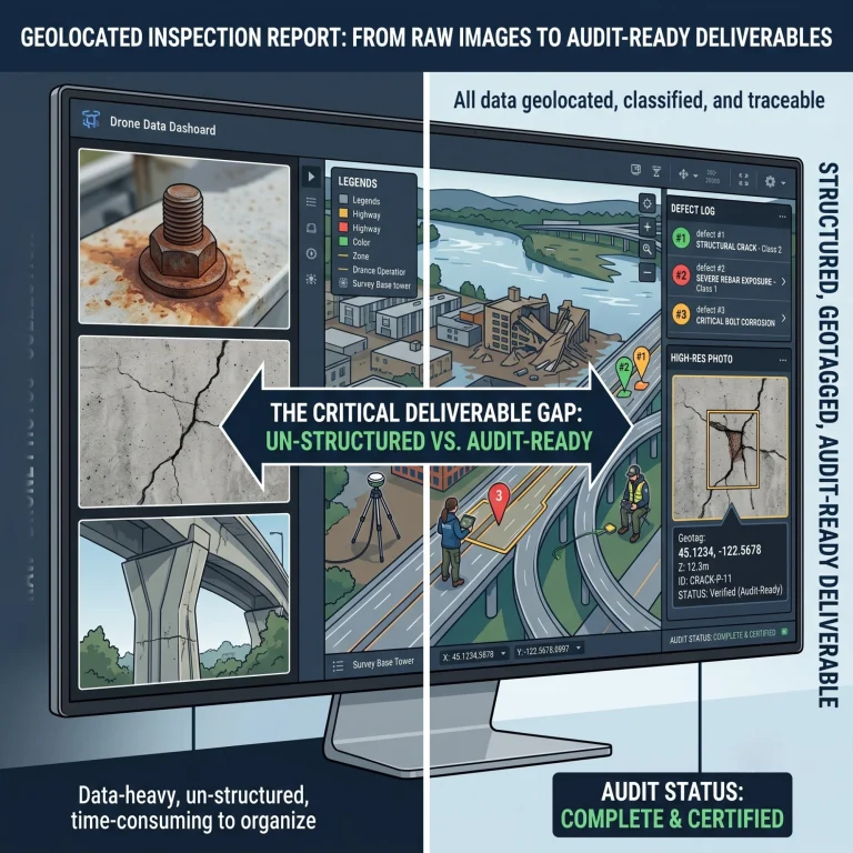 drone inspection data report georeferenced infrastructure assessment UAV